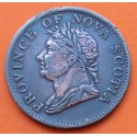 Province of NOVA SCOTIA - CANADA 1/2 PENIQUE 1832 REY JORJE IV @MUESCAS@ MONEDA DE BRONCE Half Penny TOKEN