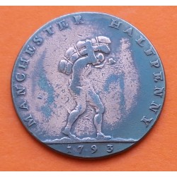 Ciudad de MANCHESTER - INGLATERRA 1/2 PENIQUE 1793 NAVIGATOR DH.135 MONEDA DE COBRE Half Penny TOKEN