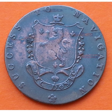 Ciudad de MANCHESTER - INGLATERRA 1/2 PENIQUE 1793 NAVIGATOR DH.135 MONEDA DE COBRE Half Penny TOKEN