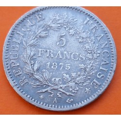 FRANCIA 5 FRANCOS 1875 A Ceca de PARIS Era 3ª REPUBLICA TRES GRACIAS KM.820 MONEDA DE PLATA MBC @PÁTINA ANTIGUA@