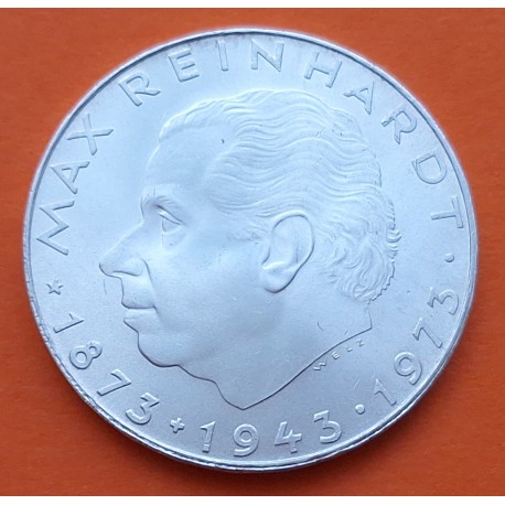 AUSTRIA 25 SCHILLINGS 1973 MAX REINHARDT y ESCUDOS KM.2915 MONEDA DE PLATA SC- Osterreich silver