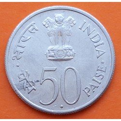 INDIA 50 PAISE 1964 1889 Jawaharlal  NEHRU KM.56 MONEDA DE NICKEL MBC++ R/2
