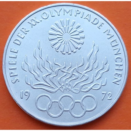ALEMANIA 10 MARCOS 1972 D LLAMAS OLIMPIADA DE MUNICH KM.135 MONEDA DE PLATA SC- Germany 10 Marks silver