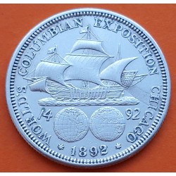 ESTADOS UNIDOS 1/2 DOLAR 1892 COLUMBIAN EXPOSITION CHICAGO CARABELA KM.117 MONEDA DE PLATA USA Half Dollar Commemorative R/3