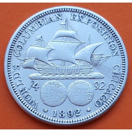 ESTADOS UNIDOS 1/2 DOLAR 1892 COLUMBIAN EXPOSITION CHICAGO CARABELA KM.117 MONEDA DE PLATA USA Half Dollar Commemorative R/3
