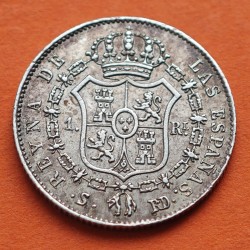 . @MUY RARA@ ESPAÑA Reina ISABEL II 1 REAL 1844 SRD Ceca de SEVILLA KM.518.3 MONEDA DE PLATA Spain silver