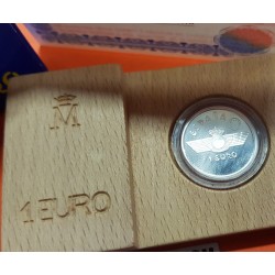 ESPAÑA 1 EURO 1997 EMBLEMA DEL EJERCITO DEL AIRE PLATA PROOF ESTUCHE MONEDA CONMEMORATIVA DE LA FNMT ECU