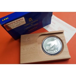 ESPAÑA 5 EUROS 1997 AVION NIEUPORT MONEDA DE PLATA PROOF ESTUCHE y CERTIFICADO FNMT 1 ONZA OZ 5 EURO