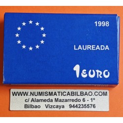 ESPAÑA 1 EURO 1998 EMBLEMA DEL EJERCITO DE TIERRA LAUREADA MONEDA DE PLATA PROOF ESTUCHE y CERTIFICADO FNMT 1 ECU