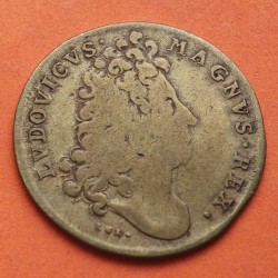 . @RARO@ FRANCIA 1 JETON 1677 DIOSA VICTORIA SOBRE BARCO CONQUISTA DE TABAGO y GOREE MONEDA DE LATÓN Token Louis France