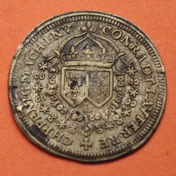 . FRANCIA 1 JETON 1645 CORONACIÓN DE LUIS XIV EN REIMS MONEDA DE LATÓN Token Louis France