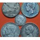 . 3 ONZAS de PLATA PURA x ESPAÑA 5 PESETAS 1870 + 5 PESETAS 1871 + 5 PESETAS 1885 + 5 PESETAS 1891 + 1 PESETA 1899 CIRCULADAS
