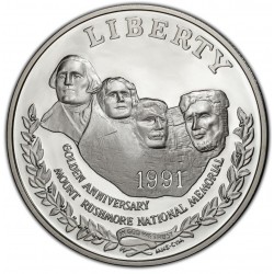 ESTADOS UNIDOS 1 DOLAR 1991 S MONTE RUSHMORE y PRESIDENTES KM.229 MONEDA DE PLATA PROOF US MINT USA silver