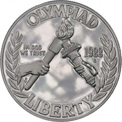 ESTADOS UNIDOS 1 DOLAR 1988 S OLIMPIADA de SEUL y ANTORCHAS MONEDA DE PLATA PROOF USA $1 Dollar OLYMPICS