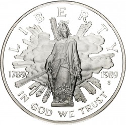 ESTADOS UNIDOS 1 DOLAR 1989 S BICENTENARIO DEL CONGRESO KM.225 MONEDA DE PLATA PROOF USA $1 Dollar