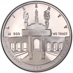 ESTADOS UNIDOS 1 DOLAR 1984 S OLIMPIADA DE LOS ANGELES 84 ESTATUAS KM.210 MONEDA DE PLATA PROOF USA Silver Dollar