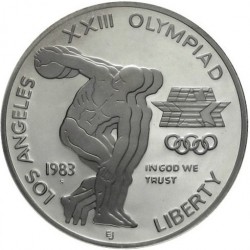 ESTADOS UNIDOS 1 DOLAR 1983 S DISCOBOLO OLIMPIADA LOS ANGELES 1984 KM.209 MONEDA DE PLATA PROOF USA Silver Dollar