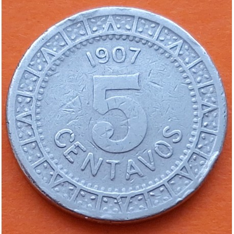 MEXICO 5 CENTAVOS 1907 VALOR y ESCUDO @MUESCA@ KM.421 MONEDA DE NICKEL MBC- Estados Unidos Mexicanos