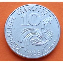 FRANCIA 10 FRANCOS 1986 JIMENEZ LIBERTE EGUALITE FRATERNITE KM.959 MONEDA DE NICKEL SC- France Francs