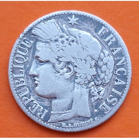 FRANCIA 1 FRANCO 1871 A Ceca de PARIS BUSTO DE CERES KM.822.1 MONEDA DE PLATA MBC- Republique Francaise