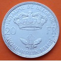 BELGICA 20 FRANCOS 1935 LEOPOLD III, FLORES y CORONA KM.105 MONEDA DE PLATA MBC+ Belgium 20 Francs silver