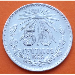 MEXICO 50 CENTAVOS 1935 AGUILA y VALOR KM.447 MONEDA DE PLATA MBC Mejico Mexiko silver coin