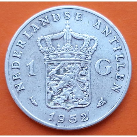ANTILLAS HOLANDESAS 1 GULDEN 1952 REINA JULIANA KM.2 MONEDA DE PLATA MBC- HOLANDA Netherlands Antilles silver R/2