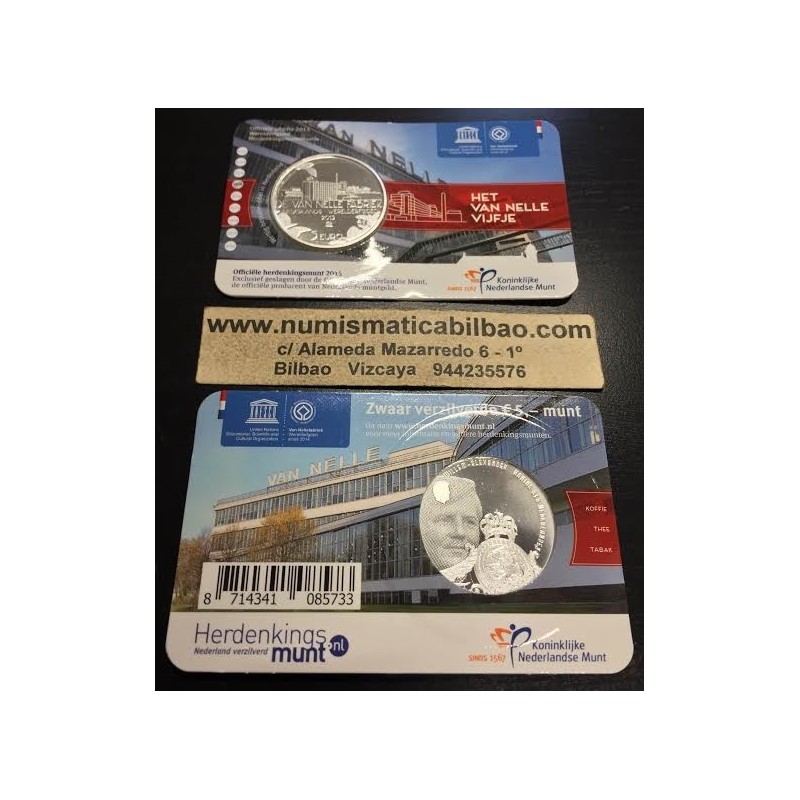 HOLANDA 5 EUROS 2015 HET VAN NELLE VIJFJE FABRICA MONEDA SC PLATA (Nickel) COINCARD The Netherlands