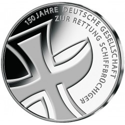 ALEMANIA 10 EUROS 2015 J SERVICIO MARÍTIMO DE RESCATE MONEDA DE PLATA PROOF CÁPSULA Germany