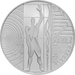 ITALIA 5 EUROS 2003 ARTESANO ANTIGUO EUROPA y EL TRABAJO KM.253 MONEDA DE PLATA SC Procede de cartera