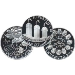 2 monedas @1,19 ONZAS@ SAN MARINO 5 EUROS 2002 + 10 EUROS 2002 BIENVENIDA AL EURO PLATA NO ESTUCHE