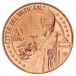.VATICANO 20 EUROS 2021 BASILICA y ESTATUA DE SAN PEDRO Serie ARTE y FE 2ª MONEDA DE COBRE SC
