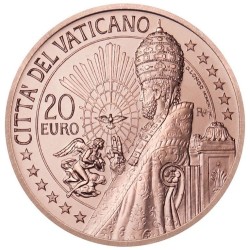 .VATICANO 20 EUROS 2021 BASILICA y ESTATUA DE SAN PEDRO Serie ARTE y FE 2ª MONEDA DE COBRE SC