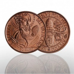 . 1 aaaaaaaaacoin @ENVIO HOY@ VATICANO 20 EUROS 2024 SAN PEDRO CON LLAVE y GALLO 4ª MONEDA DE COBRE SC