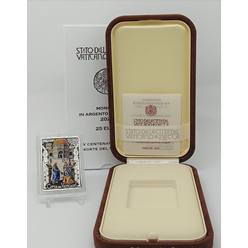 . 1 acoin @LINGOTE COLORES@ VATICANO 25 EUROS 2023 SANTA PASCUA RESURRECCIÓN MONEDA DE PLATA ESTUCHE