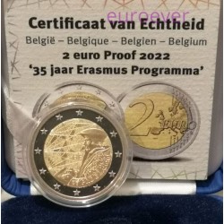 . 5.000 Tirada @PROOF@ BELGICA 2 EUROS 2022 PROGRAMA ERASMUS 35 ANIVERSARIO Belgium Belgien ESTUCHE OFICIAL