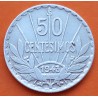 URUGUAY 50 CENTESIMOS 1943 Santiago ARTIGAS y VALOR KM.31 MONEDA DE PLATA MBC- WWII