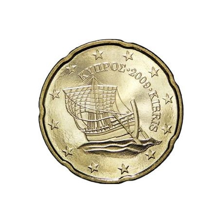 CHIPRE 20 CENTIMOS 2024 ANTIGUO BARCO MONEDA DE LATÓN SC Cyprus Euro Coin