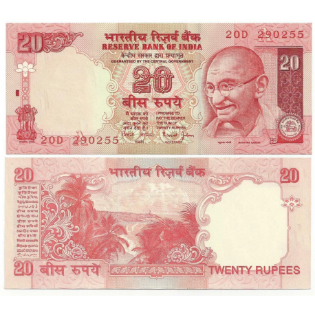 INDIA 20 RUPIAS 2002 MAHATMA GANDHI Pick 89.A.B. BILLETE SC 20 Rupees UNC BANKNOTE