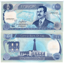 IRAK 100 DINARES 1994 SADAM HUSSEIN y MONUMENTO Tipo AZÚL INTENSO Pick 84.A BILLETE SC Iraq UNC BANKNOTE