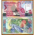 MADAGASCAR 2500 FRANCOS 1993 ANCIANA, LEMUR, TORTUGA y AVE Pick 72AA BILLETE SC Africa UNC BANKNOTE 500 Ariary