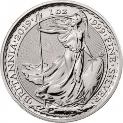 INGLATERRA 2 LIBRAS 2019 BRITANNIA MONEDA DE PLATA SC United Kingdom £2 Pounds silver coin 1 ONZA OZ