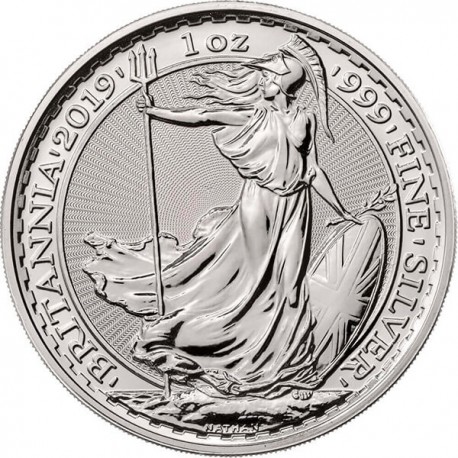 INGLATERRA 2 LIBRAS 2019 BRITANNIA MONEDA DE PLATA SC United Kingdom £2 Pounds silver coin 1 ONZA OZ