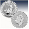 . 1 acoin @BRITANNIA 1ª con CHARLES III CORONADO@ INGLATERRA 2 LIBRAS 2023 BRITANNIA MONEDA DE PLATA ONZA Oz