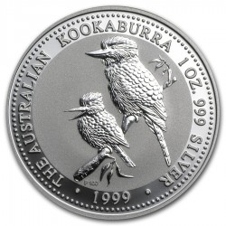 AUSTRALIA 1 DOLAR 1999 KOOKABURRA PAJARO MONEDA DE PLATA PURA @RARA@ $1 Dollar Coin OZ OUNCE silver bullion ONZA