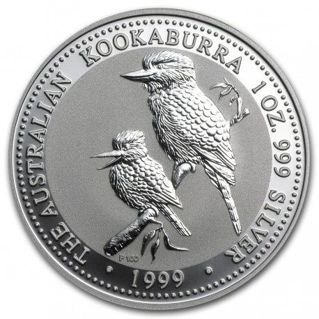 AUSTRALIA 1 DOLAR 1999 KOOKABURRA PAJARO MONEDA DE PLATA PURA @RARA@ $1 Dollar Coin OZ OUNCE silver bullion ONZA