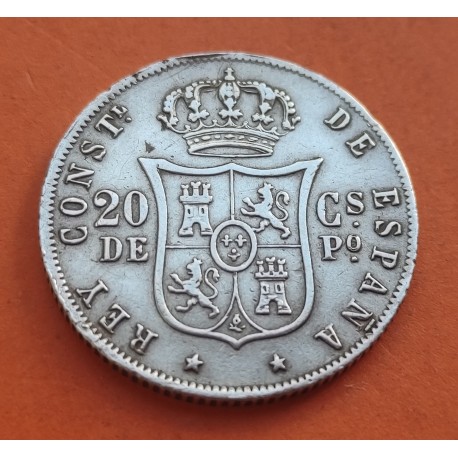 ESPAÑA Rey ALFONSO XII 20 CENTAVOS DE PESO 1882 ISLAS FILIPINAS KM.149 MONEDA DE PLATA MBC Spain colonial coin