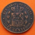 ESPAÑA Rey ALFONSO XII 10 CENTIMOS 1878 OM ESCUDO KM.675 MONEDA DE BRONCE @DEFECTO EN BUSTO@ Spain R/3