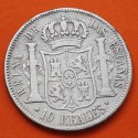 @ESCASA@ ESPAÑA Reina ISABEL II 10 REALES 1852 Ceca de MADRID KM.595.2 MONEDA DE PLATA MBC- Spain silver coin