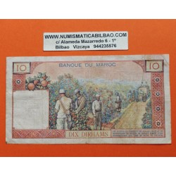 . @PVP NUEVO 290€@ MARRUECOS 10 DIRHAMS 1960 REY MOHAMMED V Pick 54 BILLETE MUY CIRCULADO Morocco banknote